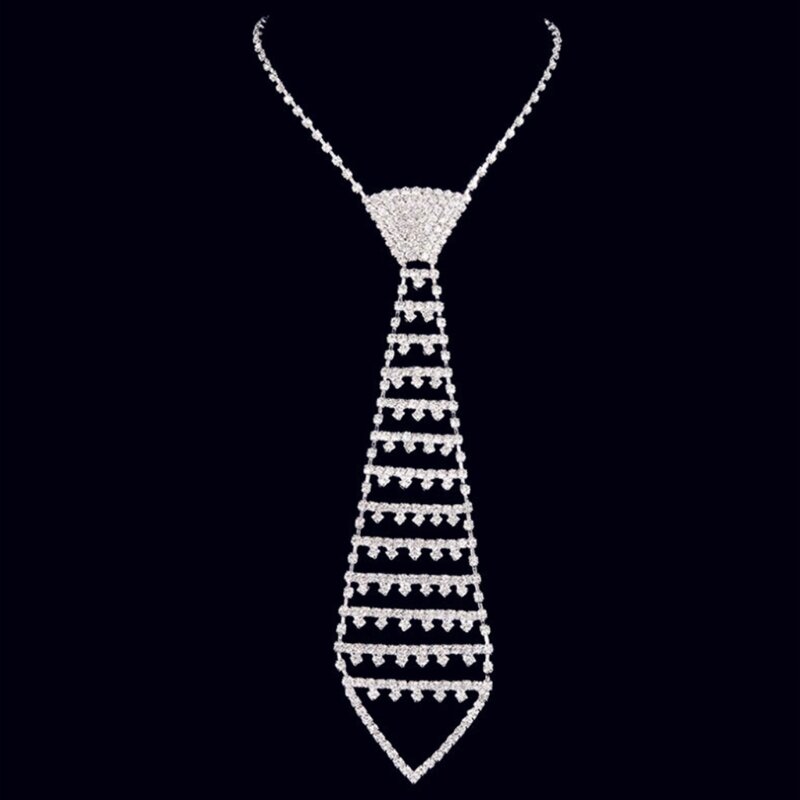 Modny naszyjnik krawatem inkrustowany kryształem dla aktora, aktorki, występów scenicznych, spotkań, kolacji, uroczystości