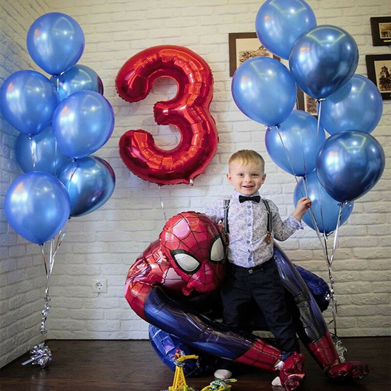 1Set 3D Marvel Big Spiderman Pahlawan Balon Foil Nomor The Avengers Dekorasi Pesta Ulang Tahun Anak-anak Iron Man Meningkat Hadiah Mainan