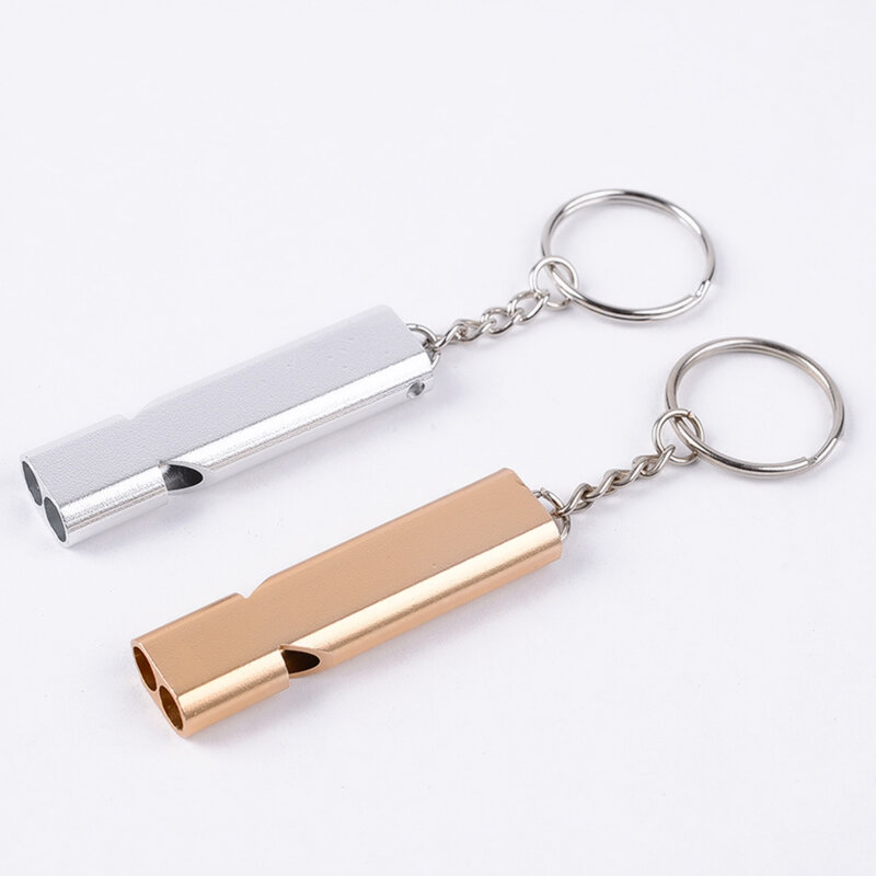 Double-Frequency Alloy Alumínio Emergency Survival Whistle, Outdoor Tool Keychain