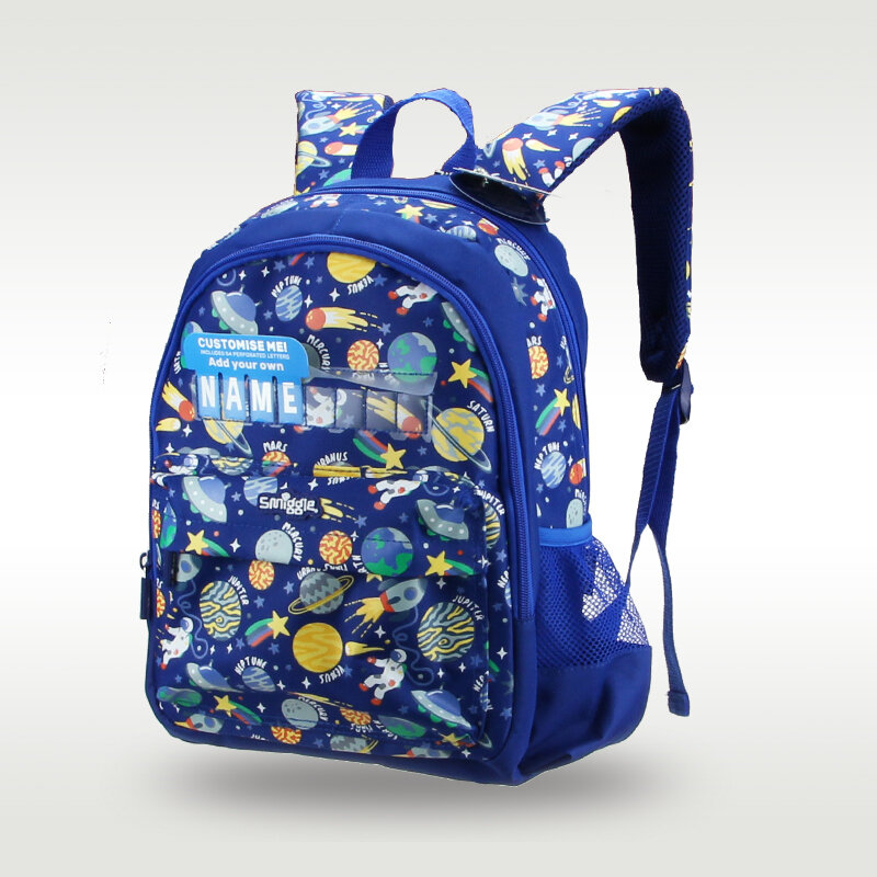 Австралийская оригинальная детская школьная сумка Smiggle, рюкзак на плечо с вставкой в виде синей планеты, сумки для мальчиков с визитницей, приблизительно 14 дюймов