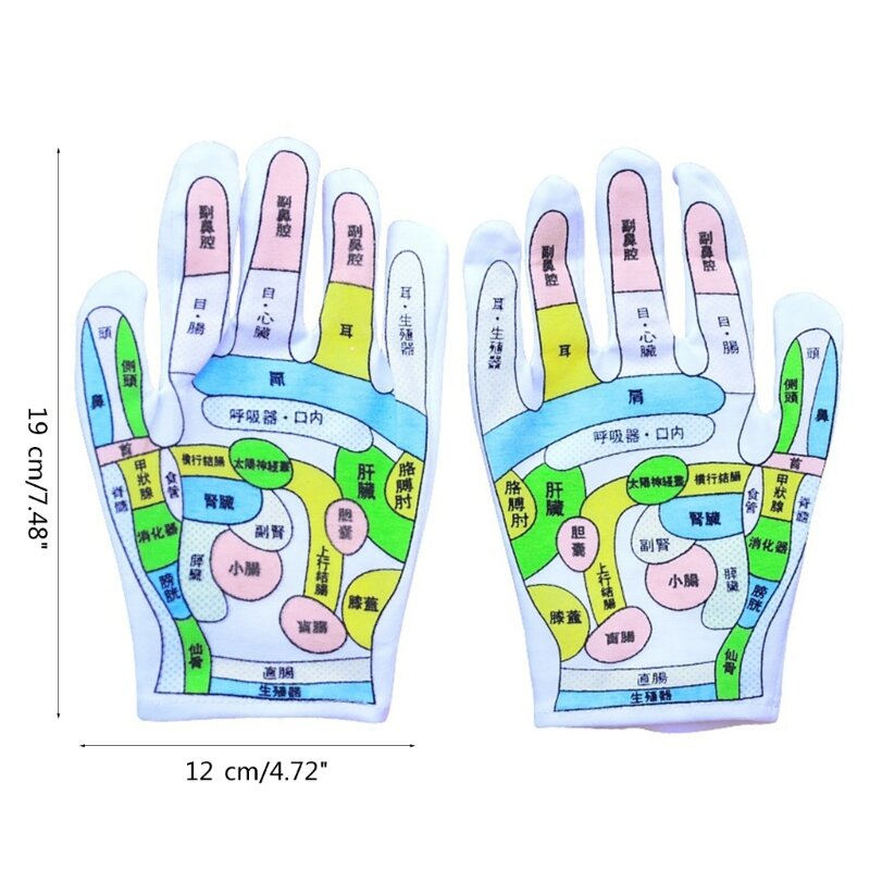 Gloves with Acupoint Pattern Chinese Medicine Reusable Hand Tools for Reflexology and Acupressure Therapy