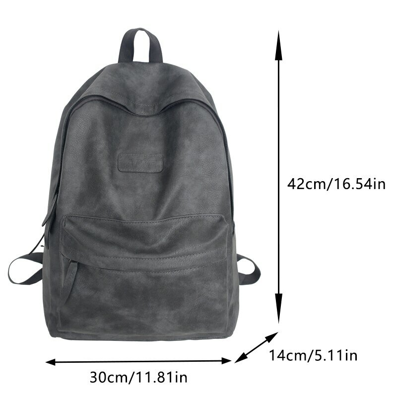 Women PU Leather Backpacks Solid Color Fashion Simple Large Capacity Totes Bag Leisure Travel Bag Unisex for Men