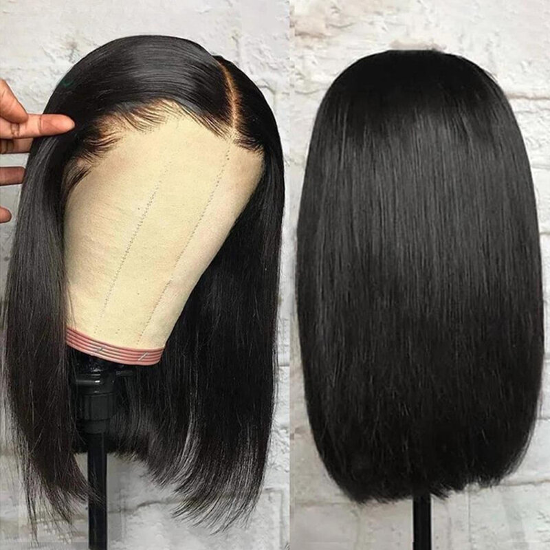 Glueless Bone Straight 12A Human Hair Wigs For Black Women PrePlucked Short Bob 13X4 Lace Frontal Wig Brazilian Hair Ready To Go