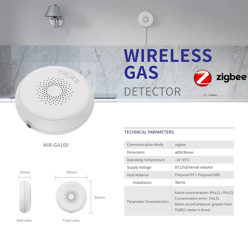 Rilevatore di fumo Zigbee nuovo sensore di fumo Wireless collegamento intelligente rilevamento allarme antincendio protezione di sicurezza Smart Life Tuya APP