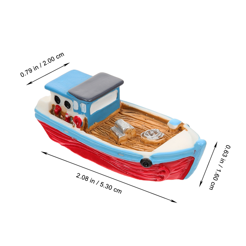 Łódź rybacka ozdoby Mini łodzie bożonarodzeniowy domek dla lalek miniaturowe figurki motyw plażowy żywiczne łódki do domku dla lalek