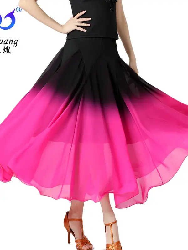 Falda de baile de salón para mujer, traje de Fiesta Latina, vestido de práctica de baile de moda, elegante, falda larga de Swing, Festival de rendimiento
