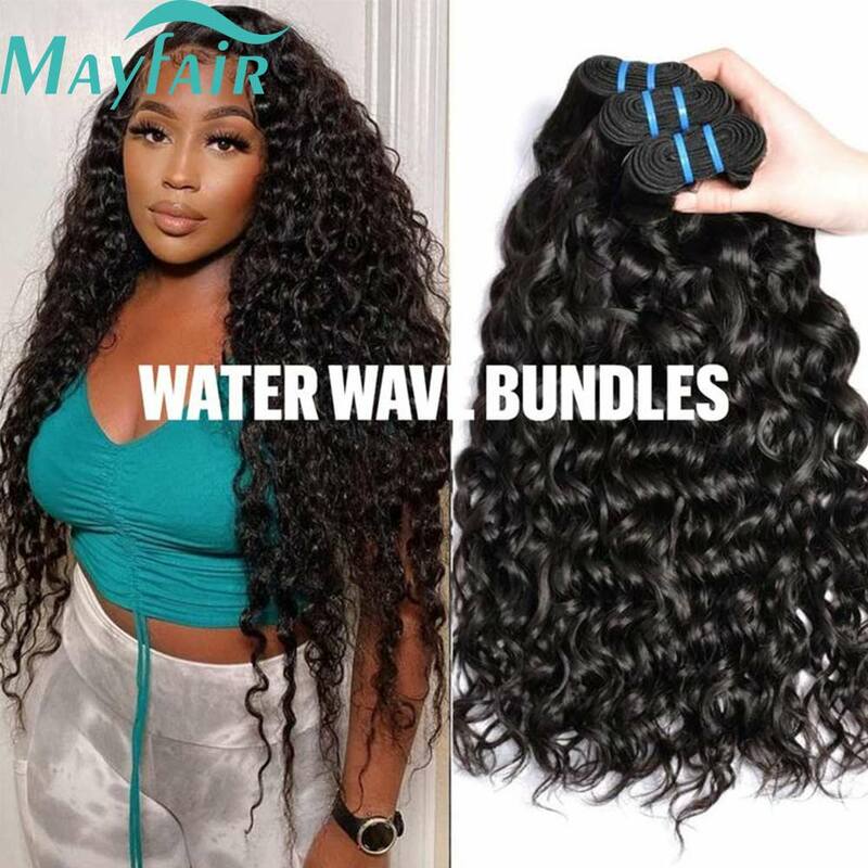 Water Wave Human Hair Bundles Curly Deep Wave Bundles Brazilian Natural Black Human Hair Remy Hair 100% Human Hair Natural 12A