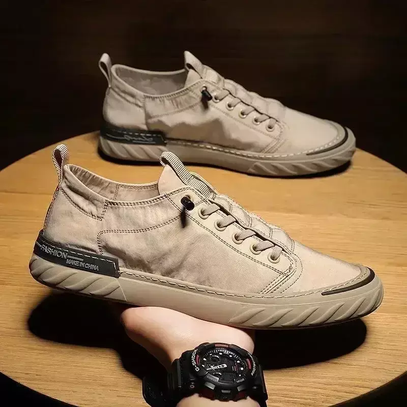 Heren Casual Schoenen Ijs Zijden Doek Canvas Schoenen Sneakers 2024 Nieuw In Ademende Slip On Man Platte Loafers Mannen Gevulkaniseerde Schoenen Trend