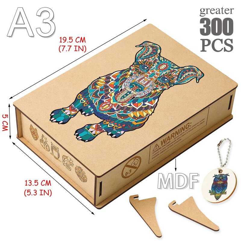 Puzzle Animal en bois, forme irrégulière, jeu éducatif Montessori populaire pour enfants et adultes, boîte en bois