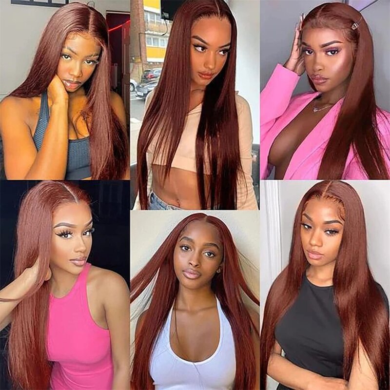 13x4 Reddish Brown Lace Front Wigs Human Hair 180% Density 13x6 HD Lace Front Wigs Human Hair Straight Copper Red Lace Front Wig
