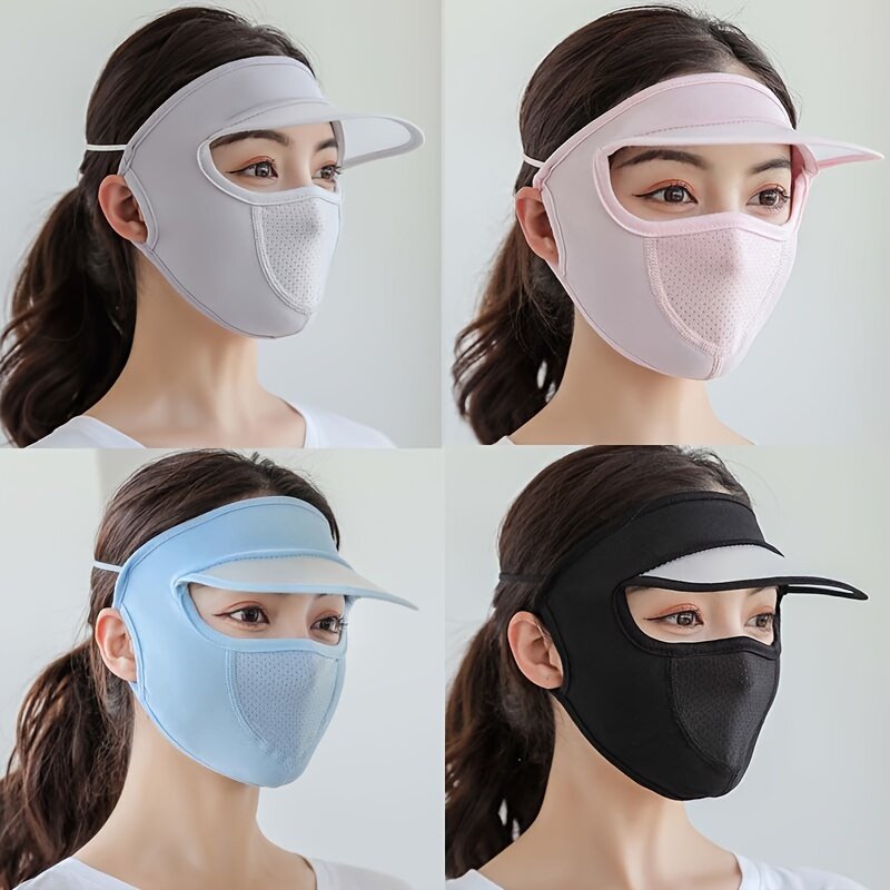 Máscara Sombrinha Respirável com Função de Proteção Solar, Máscara de Ciclismo com Aba, Capuz, Atividades ao Ar Livre, 1Pc