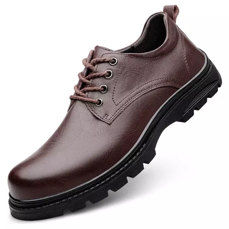Sapatos masculinos de couro com renda, sapatos casuais, dedo do pé redondo, plataforma sólida, à prova d'água, venda quente, primavera e outono, 2023