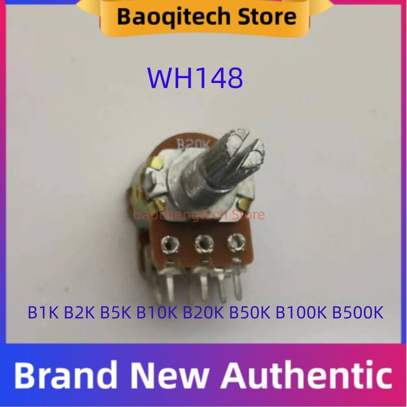5Pcs 10PC 100pcs WH148 B1K 2K 5K 10K 20K 50K 100K 500K Ohm 6 Pin 15mm Shaft Amplifier Dual Stereo Potentiometer