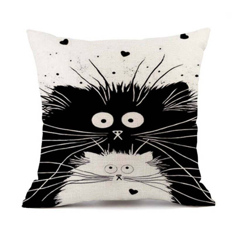 European-Style Linen Digital Printing Cat Linen Hug Sofa Pillowcase DDD57