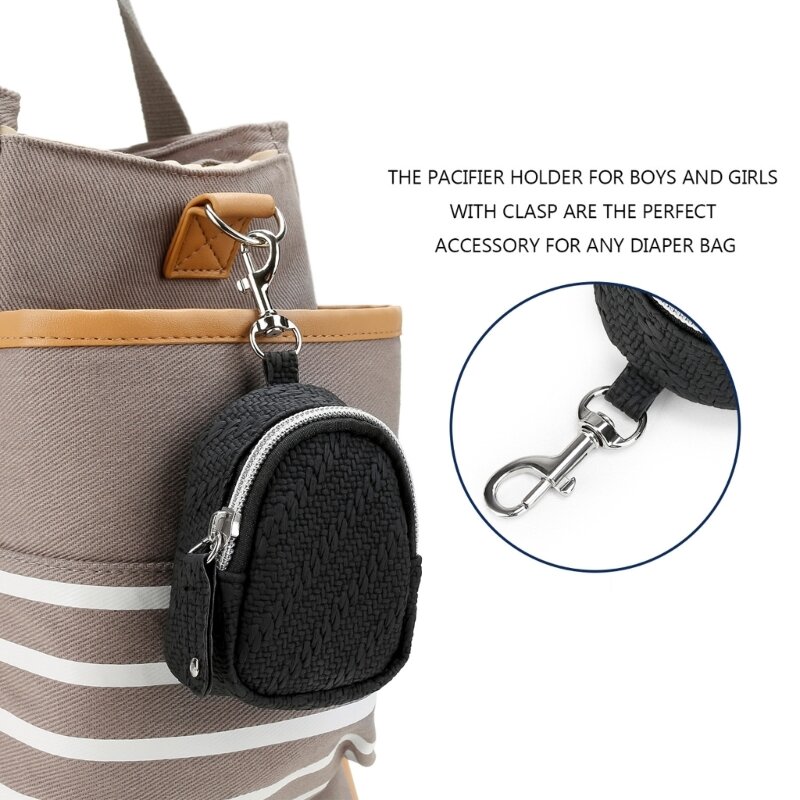 Porta ciuccio per bambini impermeabile in pelle PU intrecciata borsa portaoggetti per capezzoli portatile custodia per succhietto contenitore per pannolini accessorio per borsa per pannolini