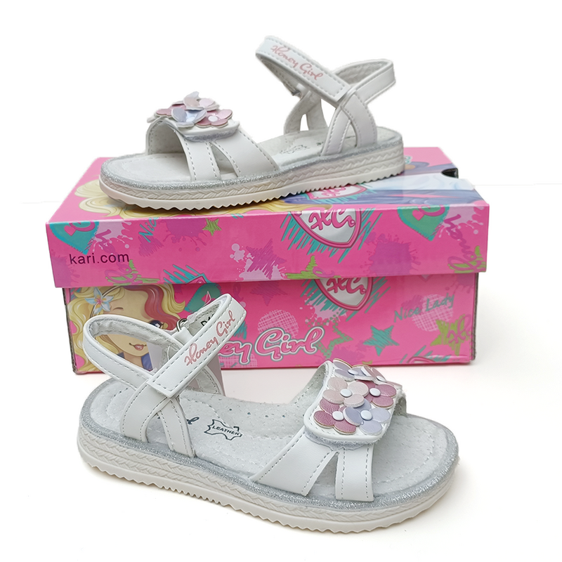 Sandálias de couro para meninas, desodorizantes e antibacterianos Arch Flat, sapatos de praia elegantes, 1 par