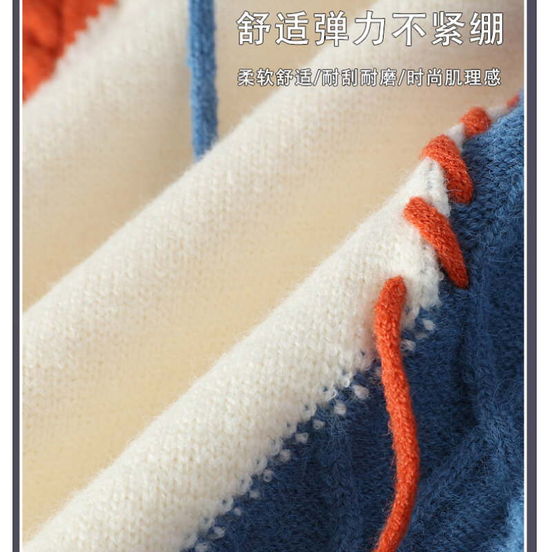 Мужской вязаный свитер с круглым вырезом, размеры до 4XL-M