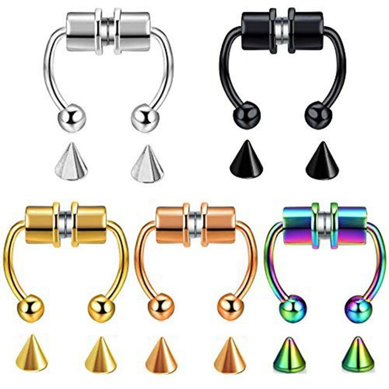 Fake Piercing Nose Alloy Nose Piercing Hoop Septum Rings For Women Body Jewelry Non Piercing Nose Clip HipHoop Jewelry