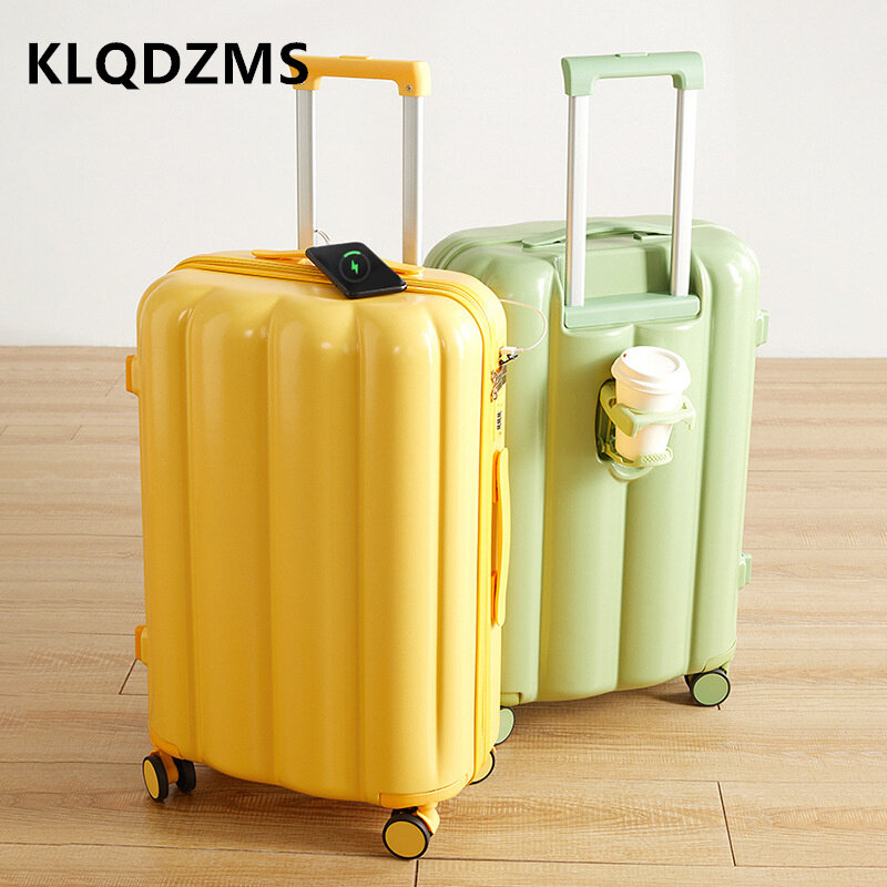 KLQDZMS 20"24"26 Inch High-quality Suitcase Large-capacity Trolley Case Silent Boarding Box Ladies with Wheels Rolling Luggage