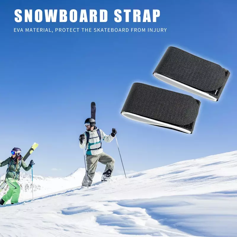 Portador de mano de poste de esquí ajustable, correas de mango de pestañas, bolsas de esquí de nailon, gancho de portero, bucle de protección para esquí y Snowboard