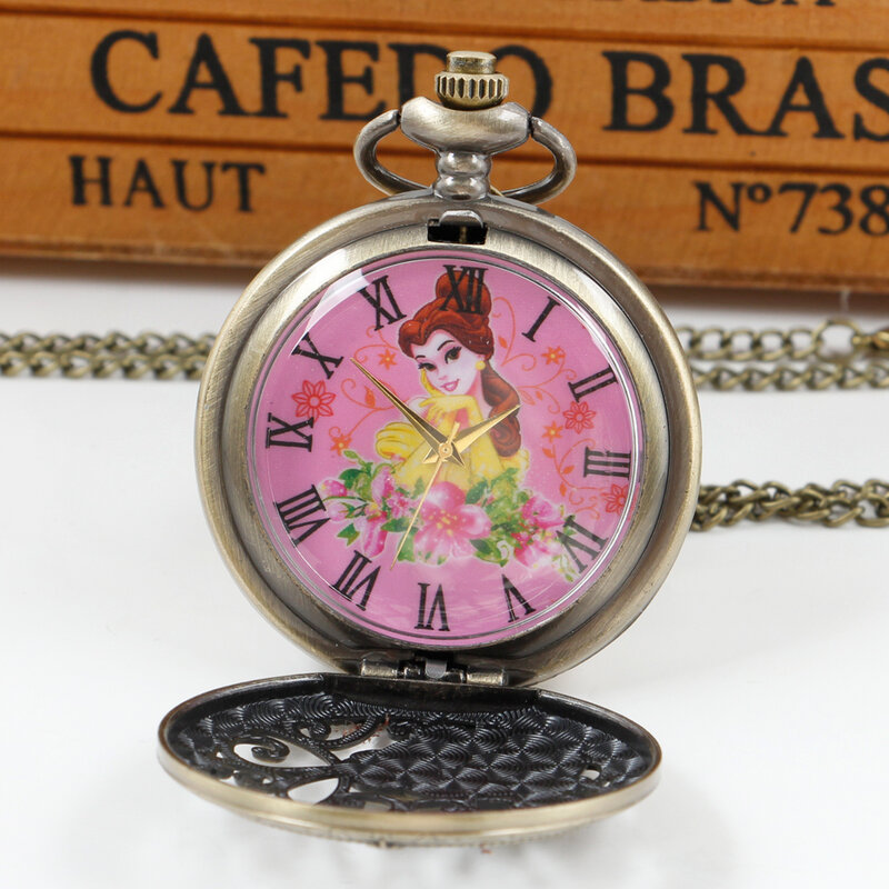 Jam tangan saku Quartz modis kasual Untuk teman wanita Jam liontin kalung antik hadiah ulang tahun anak perempuan populer