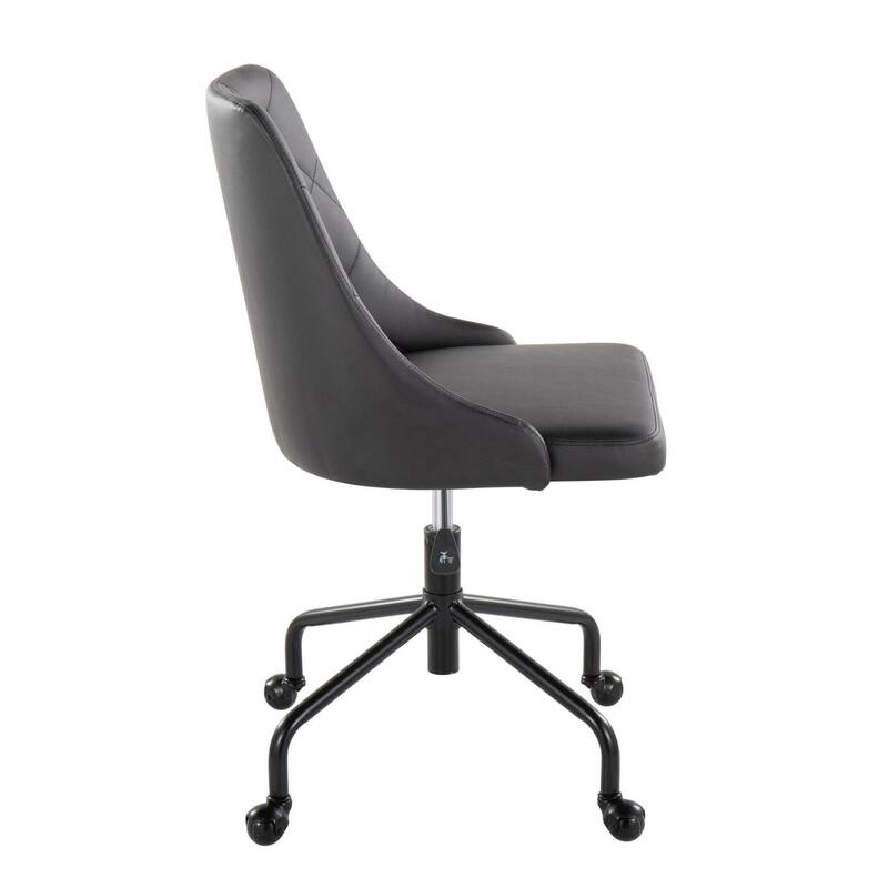LumiSource sedia da ufficio regolabile contemporanea nera con rotelle-elegante struttura in metallo e lussuosa ecopelle-Marche Colle