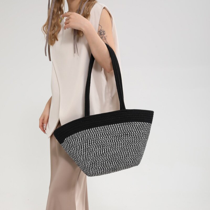 Модная плетеная Сумка из соломы, Женская Повседневная вместительная сумка-мешок, сексуальная сумка через плечо