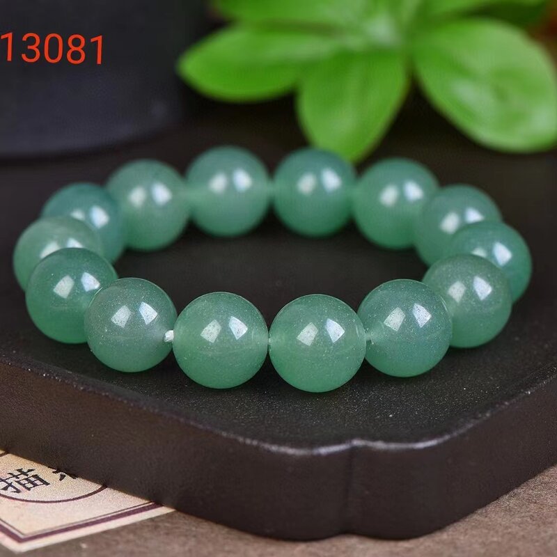 Aventurine Jade Round Beads Hand Chain Natural Green Stone Bracelet Womens Elastic Bangle Jewelry Stylish Gemstone Accessories