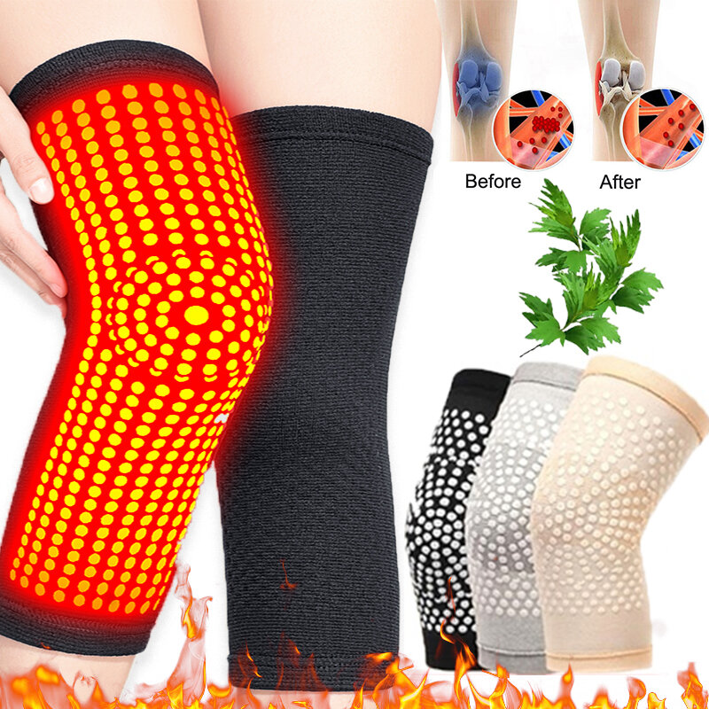 2 Buah Bantalan Lutut Penyangga Pemanasan Sendiri Hangat untuk Radang Sendi Pereda Nyeri dan Sabuk Pemulihan Cedera Pijat Lutut Kaki