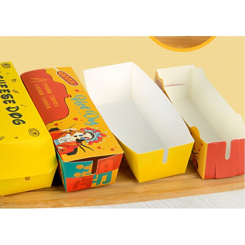 Spersonalizowany produkt Kraft jednorazowego użytku na wynos pudełko na żywność pudełko na taca gastronomiczna z papieru do Hot doga