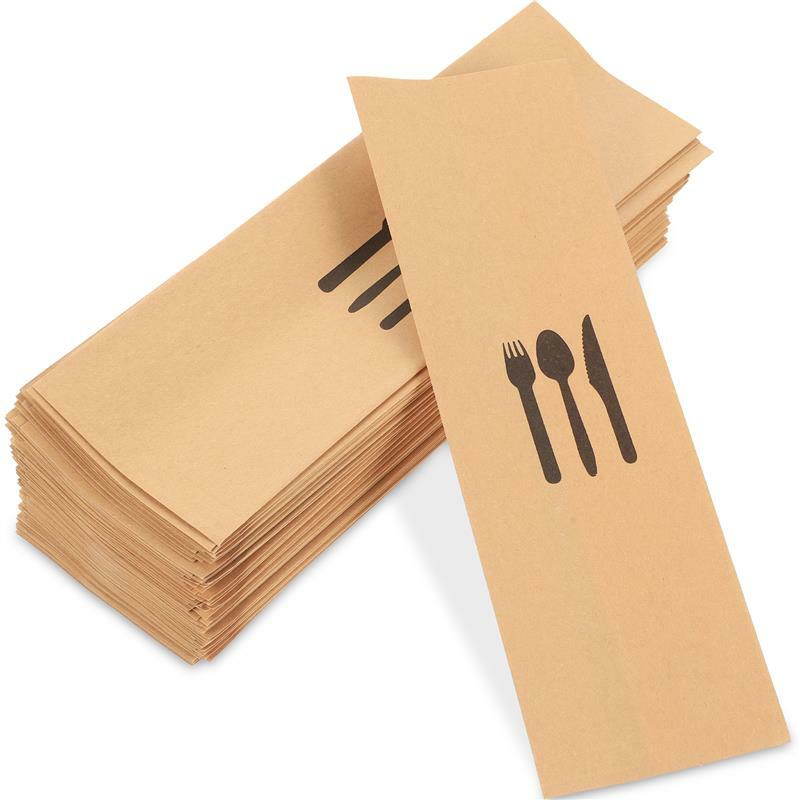 Portaposate usa e getta in carta Kraft da 100 pezzi taglierina per feste borse portaoggetti per forchette tasche per utensili in carta