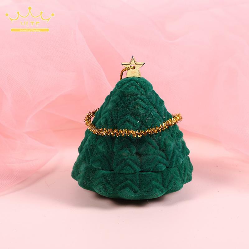 Kotak kemasan hadiah Natal lamaran kotak cincin pernikahan untuk pengantin casing penyimpanan perhiasan kecil kancing telinga tempat hadiah kejutan pesta