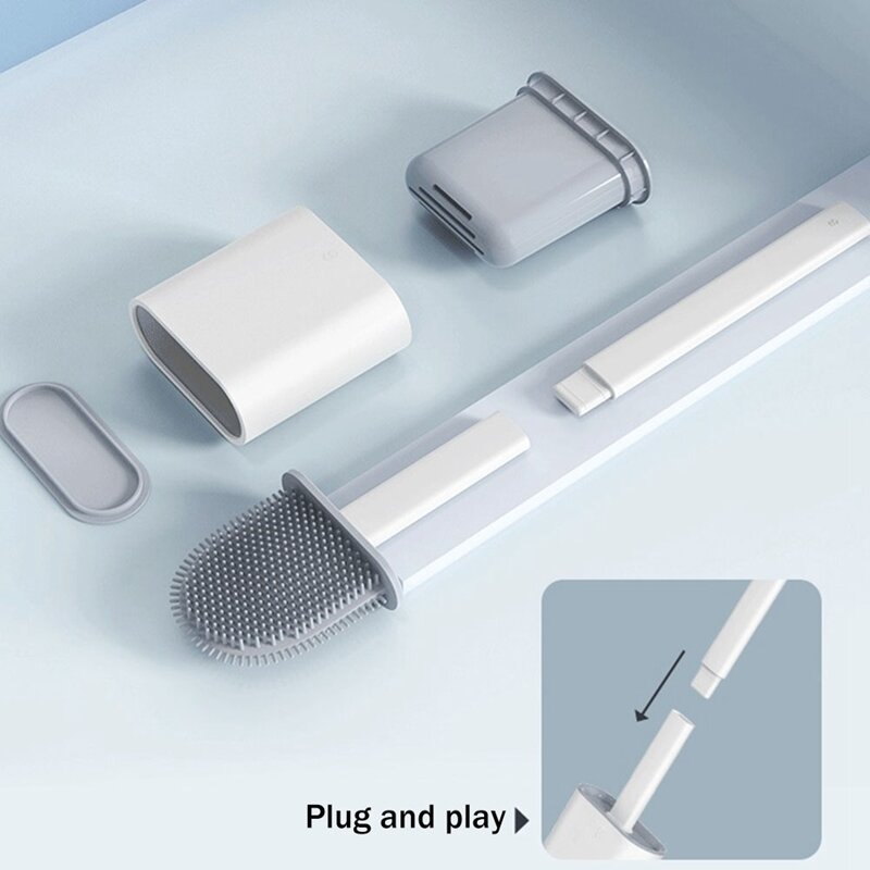 2Pcs Toilet Brush And Holder -Toilet Brush&Ventilated Holder Toilet Bowl Brush With Handle For Bathroom/Toilet/Cleaning