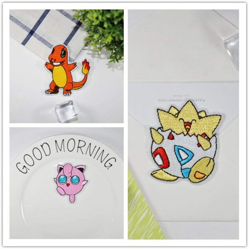 Pokemon remendo de tecido, roupas pikachu adesivos, patches bordados, applique, ferro na roupa, desenhos animados, diy, diy, decoração, 16pcs