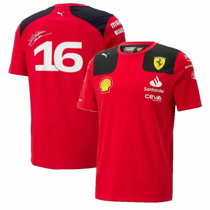 Le Man Racing F1 Jersey balap pakaian olahraga balap 55 16 edisi khusus kaus kerah bulat pria lengan pendek antilembap Ferrari 2023