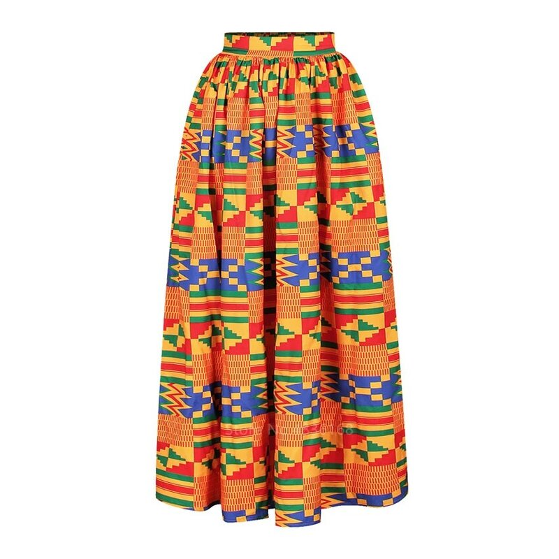 Gaun wanita dua potong elegan atasan blus tanpa lengan leher Slash seksi + rok belahan tinggi setelan wanita cetak nasional Afrika antik