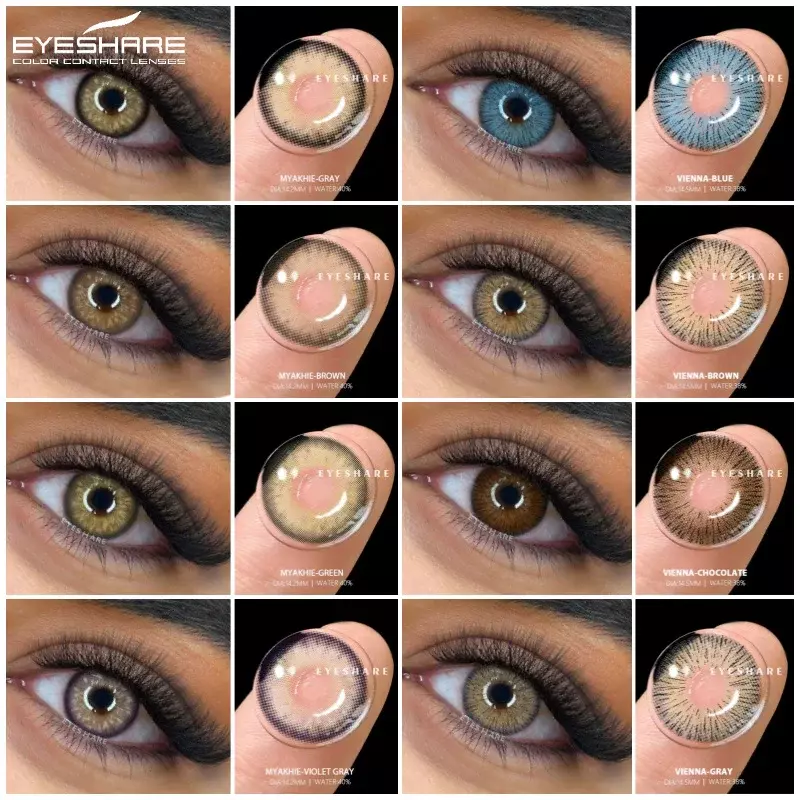 EYESHARE-Lentilles de contact cosmétiques pour les yeux, document de mode, bleu, gris, annuel, 1 paire
