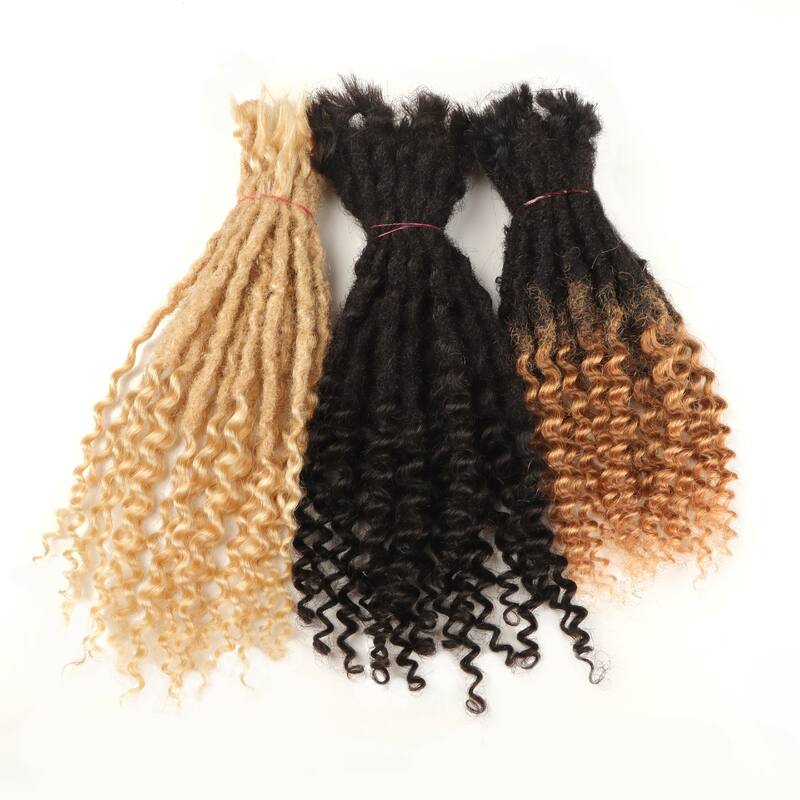 AHVAST-100 % Cabelo humano texturizado Loc Extension, cabelo encaracolado natural, Full Handmade, cabelo permanente, 0,4 cm, 0,6 cm, 0,8 cm de largura