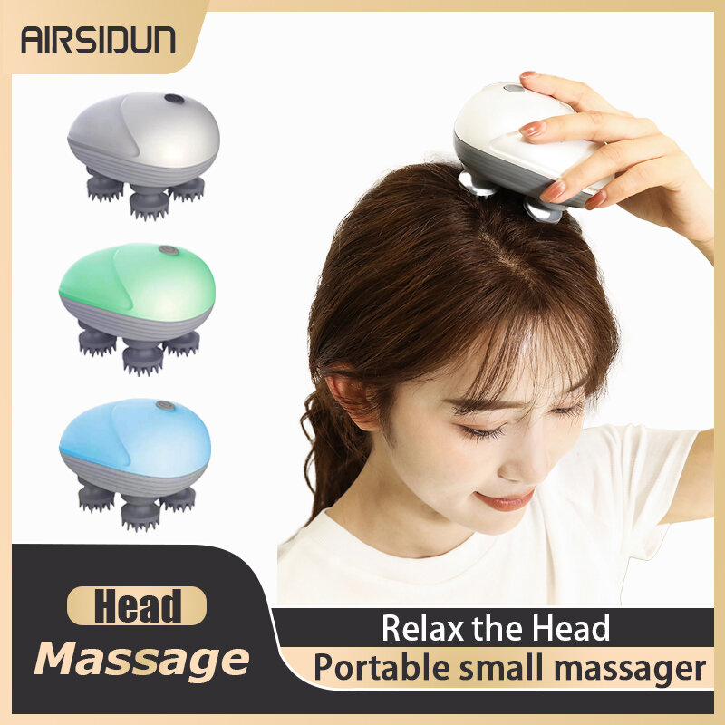 Massageador de cabeça portátil pequeno, relaxamento, corpo inteiro, duas cores, massagem no pescoço