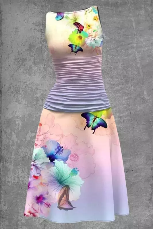나비 원피스 패션 세련된 여름 드레스, 여성 트렌디 비치 민소매 파티 원피스, 고딕 소녀 선드레스