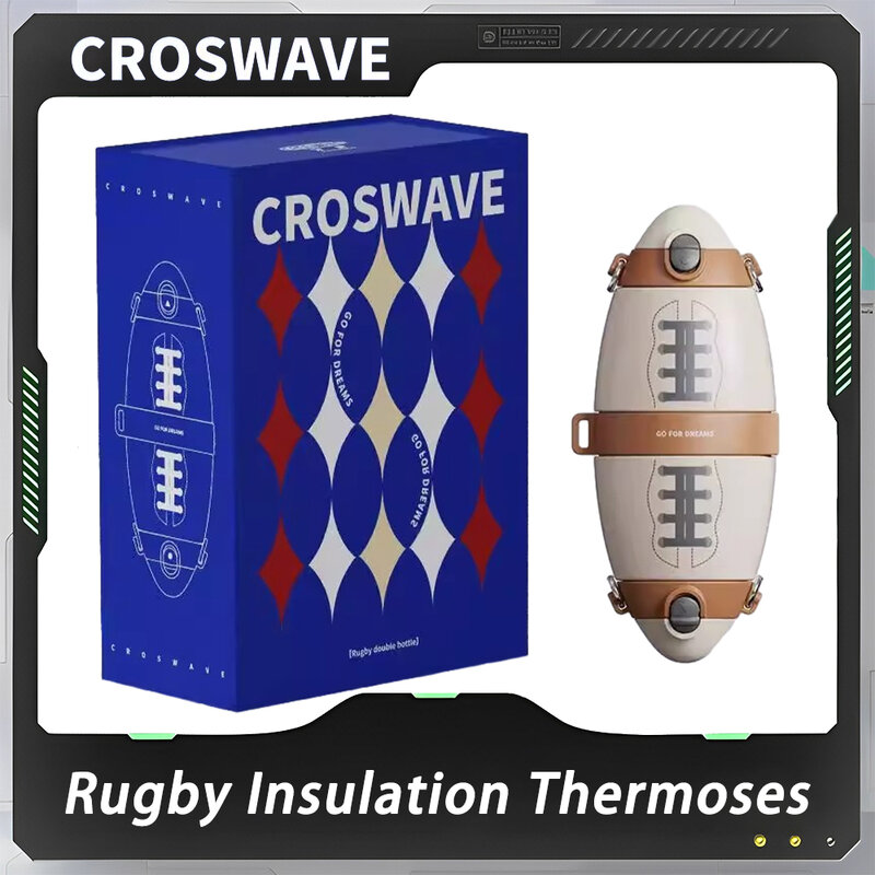 CROSWAVE cangkir termal Rugby, filter air berkemah, pasangan botol air olahraga kreatif Stainless Steel Skew lintas cangkir hadiah Luar Ruangan