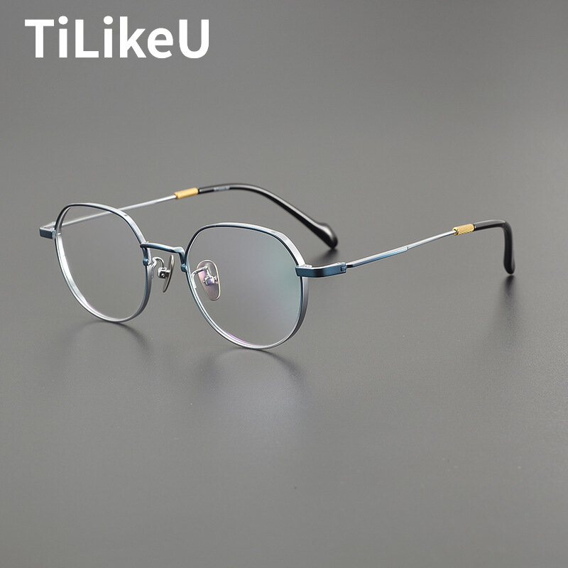 Montature per occhiali da vista in titanio puro da uomo di lusso occhiali da vista poligonali retrò da donna montature per occhiali da vista ottici Design di marca coreana