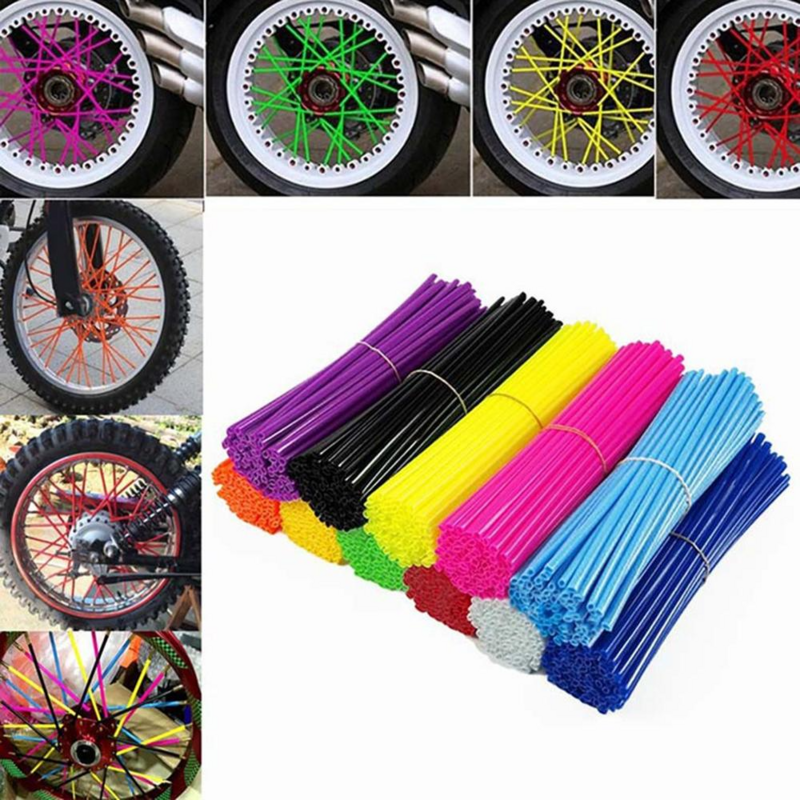 Enveloppes colorées de protection de rayons de roue de moto, couvercles de tuyau de garniture de peau de jantes, motocross, vélo, vélo, 36 pièces