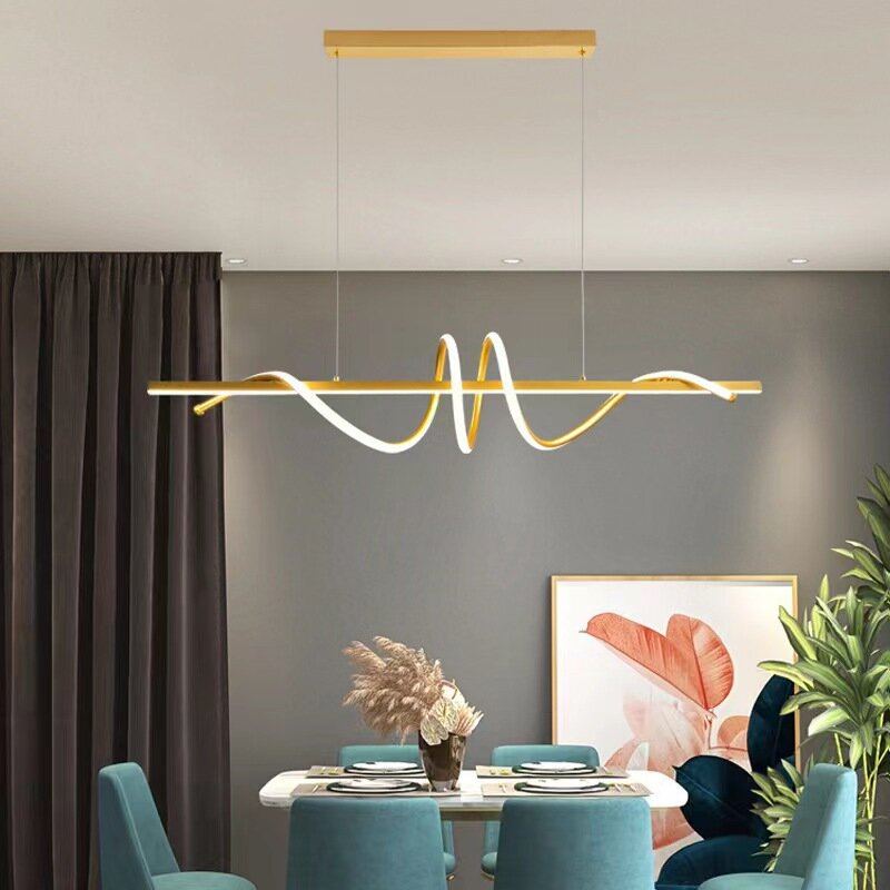 2024 новая дизайнерская Люстра для ресторана и кухни, Современная креативная спиральная изогнутая алюминиевая линия, Подвесная лампа, декор для домашнего освещения