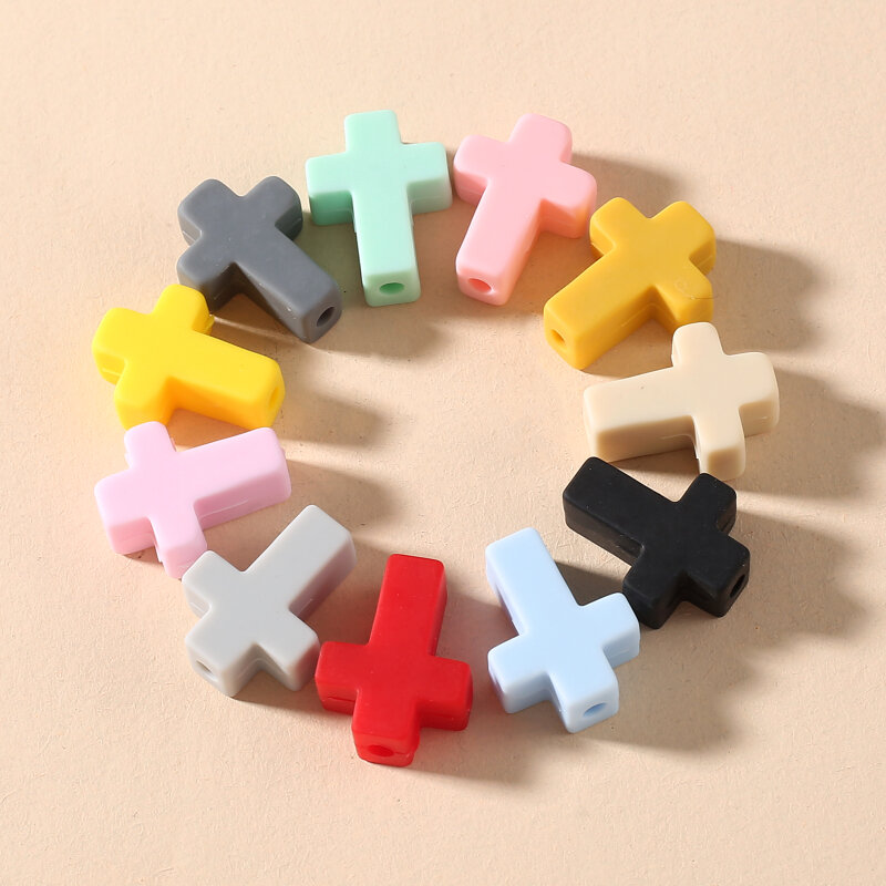 10Pcs Leaves Cross Silicone Bead Food Grade Teether Teething Bead For DIY Bracelet Baby Pacifier Chain Oral Nursing Accessories