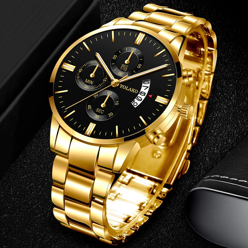 Reloj Zones-Montre-bracelet à quartz en acier inoxydable pour homme, montres d'affaires, horloge de luxe, mode masculine, calendrier