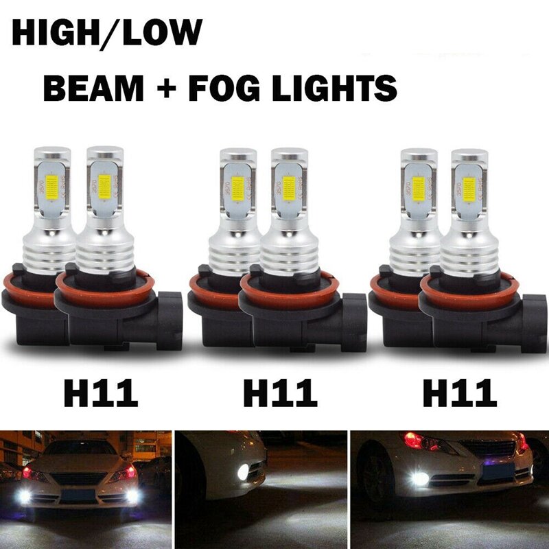 6X Combo LED Headlights High Low Beam Fog Lights For Toyota Tacoma 2016-2020 6000K