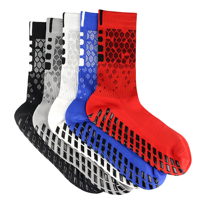 Новые спортивные Дышащие футбольные носки с сотовым рисунком, мужские и женские силиконовые Нескользящие носки со стрелками