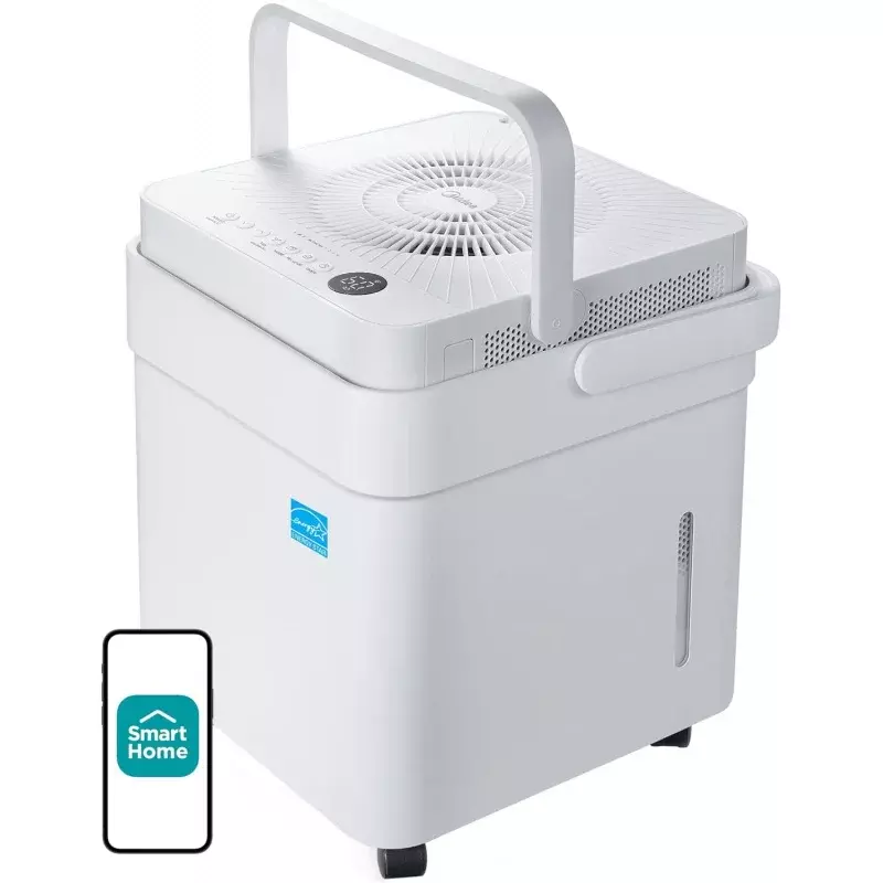 Cube 20 Pint Dehumidifier for Basement and Rooms at Home for up to 1,500 Sq. Ft., Smart Control, Works with Alexa (White),