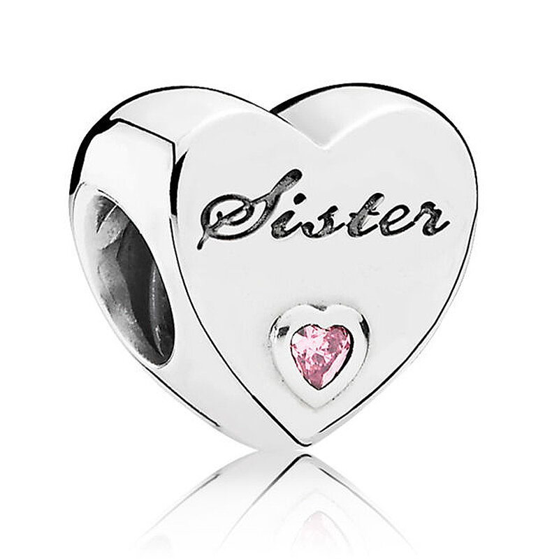 Mother Sister Grandmother Nan Auntie Wife Dad Daughter Heart Charm 925 Sterling Silver Beads Fit Bracelet Fashion DIY Jewelry